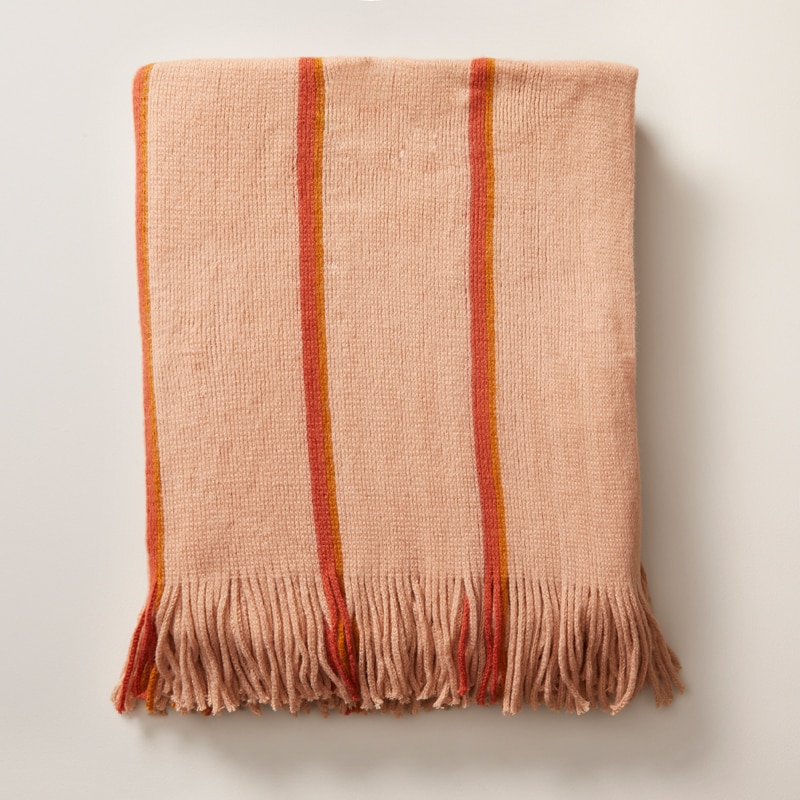 OUI SUPER SOFT STRIPED THROW BLANKET, CAFÉ CREME
