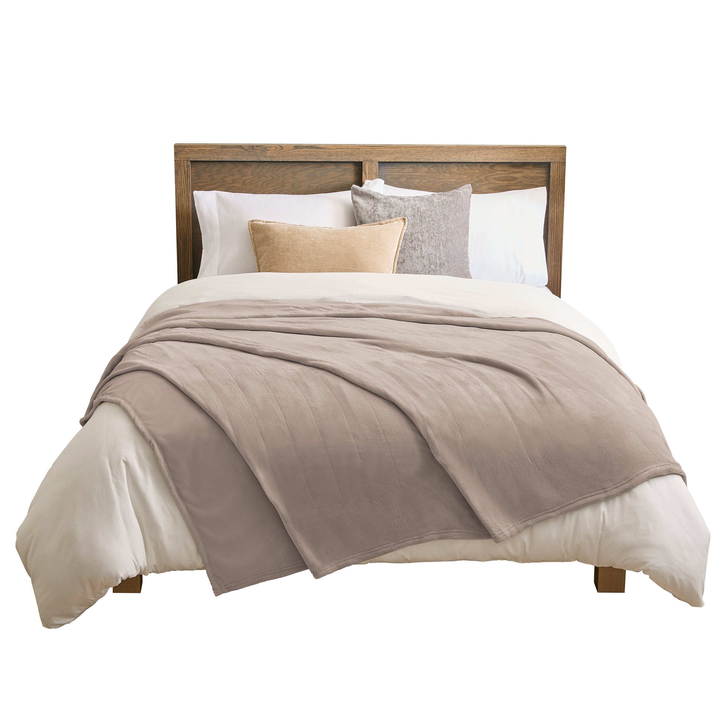 Sunbeam Microplush Heated Blanket, Queen Beige