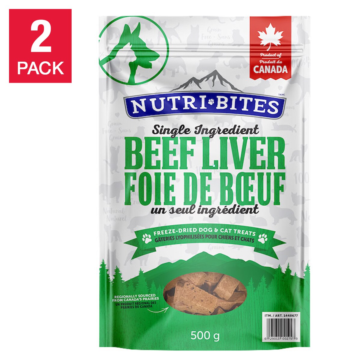 NutriBites Freeze-dried Beef Liver Dog and Cat Treats, 2 pack 