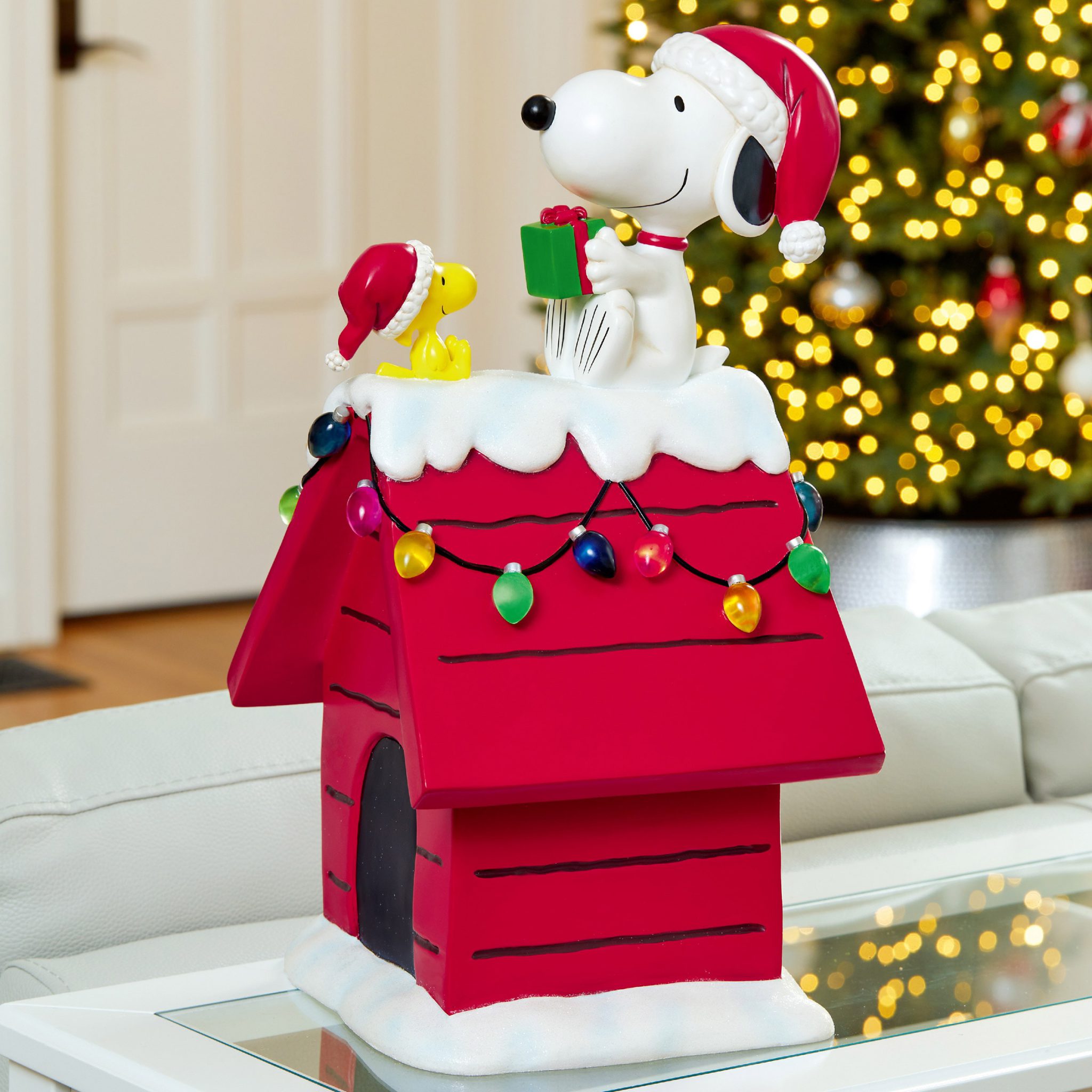 Snoopy and Woodstock on Lighted Doghouse - seasonsgala.com