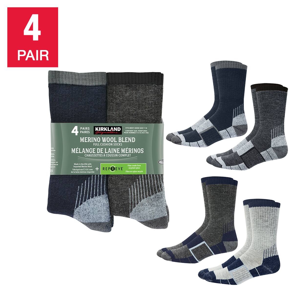 Kirkland Signature Men’s Merino Wool Sock, 4pair